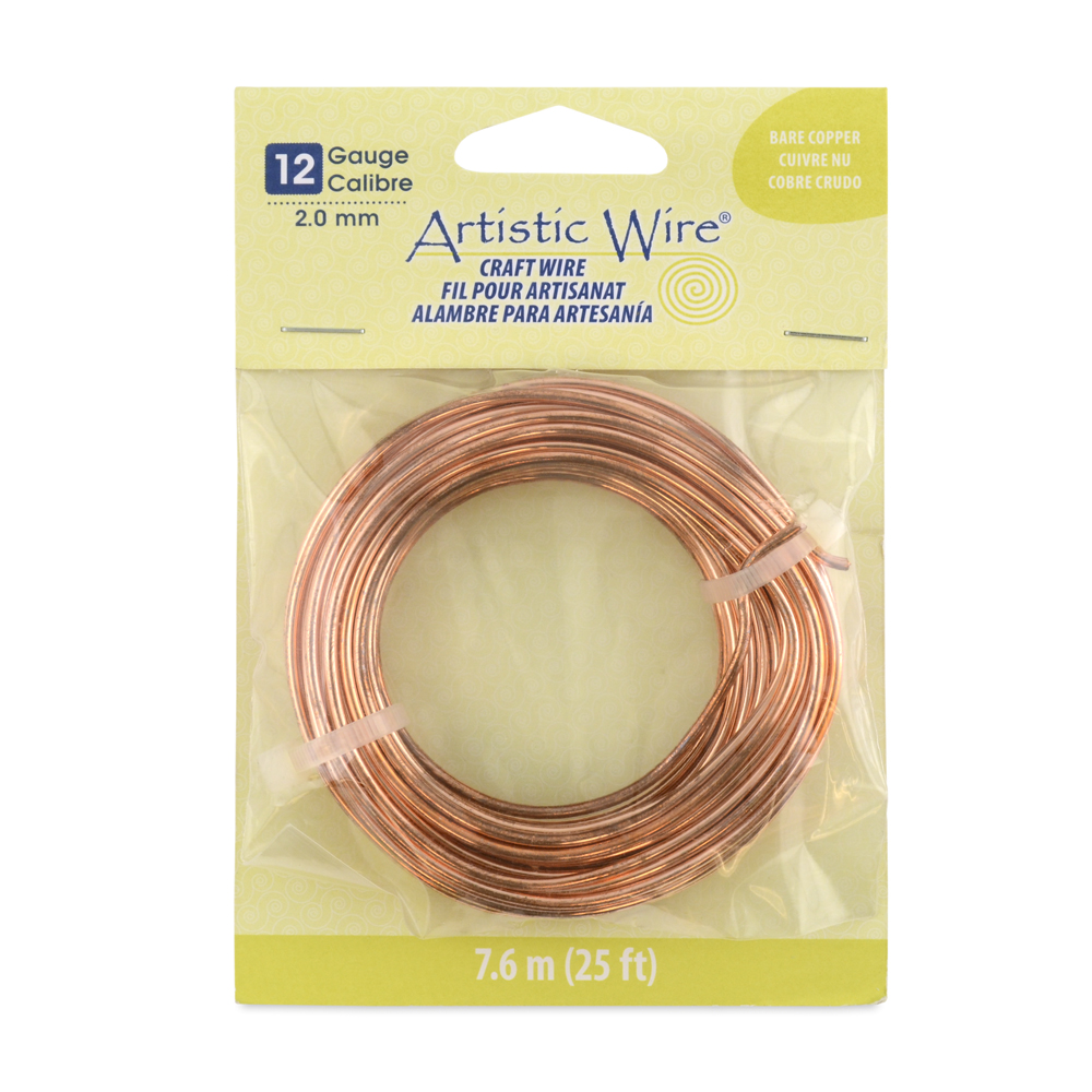 Artistic Wire, 12 Gauge (2.1 mm), Bare Copper, 25 ft (7.6 m)